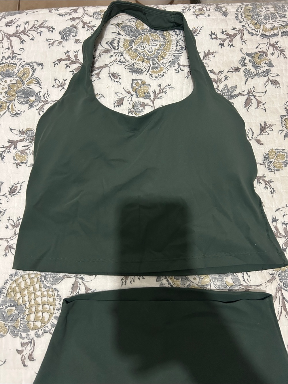 CRZ Yoga Butterluxe Halter Crop Top and Leggings Workout Set- Dark Forest - Picture 2 of 9
